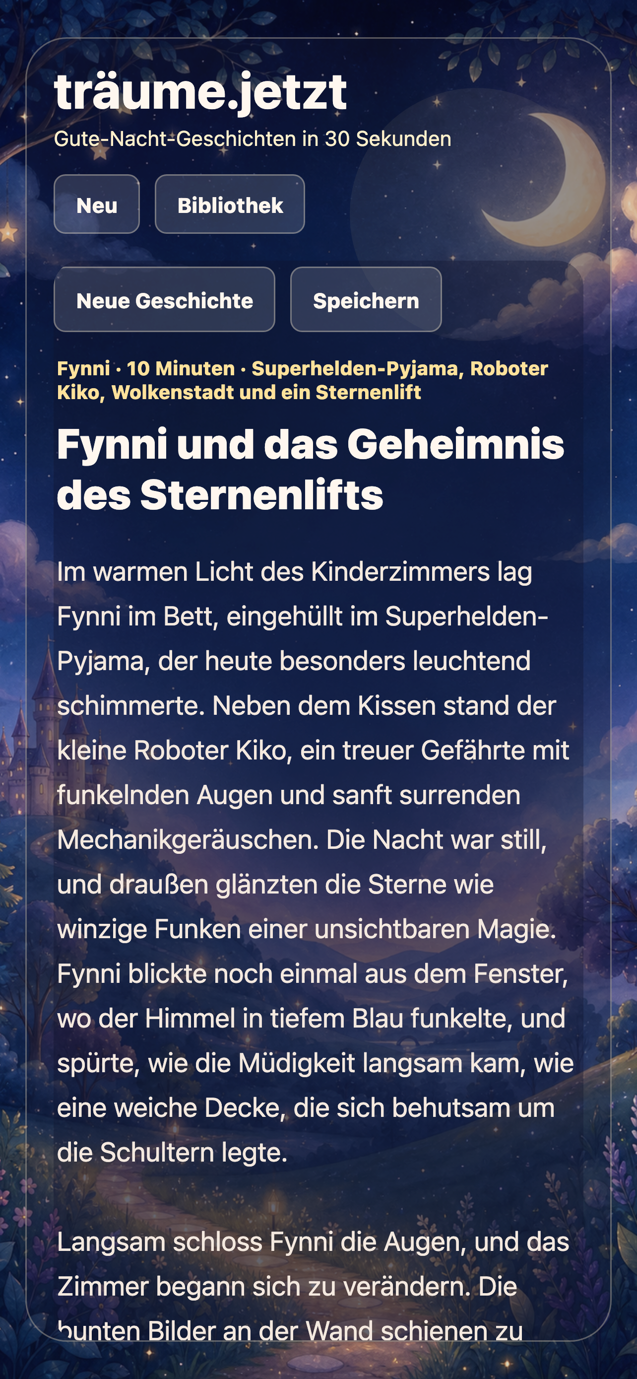 Fertige Geschichte in träume.jetzt